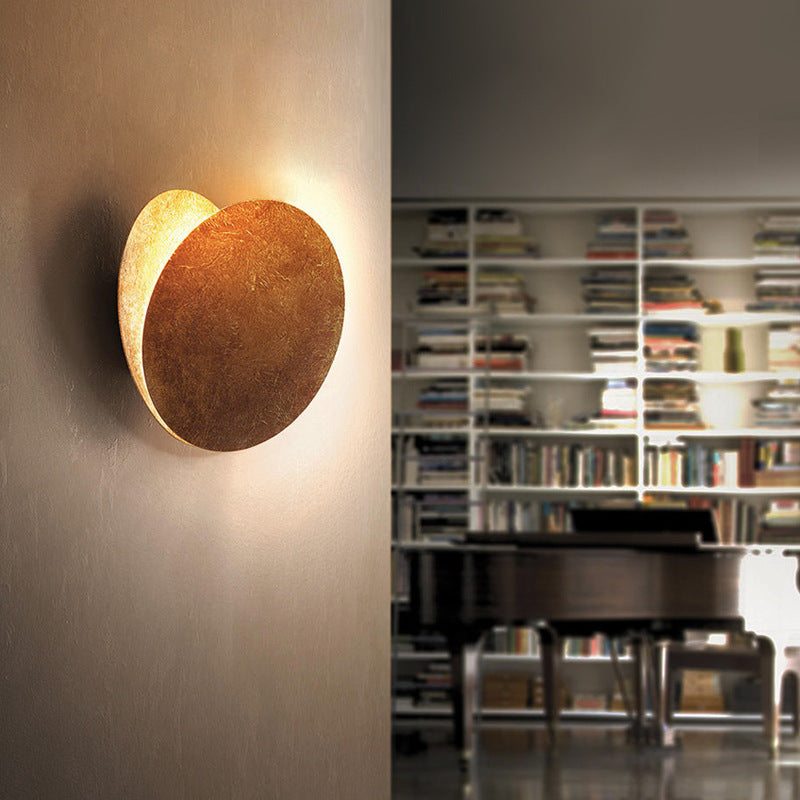Metalen Wandlamp LED Rond Maan Design Rood Brons Goud Woonkamer Slaapkamer Sfeerverlichting Modern Decoratief | Sansoti