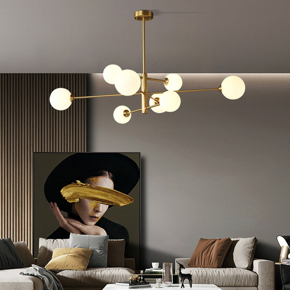 Hanglamp Glas Bollen Modern Zwart Koper 6/8-Lichts G9 Verlichting | Sansoti
