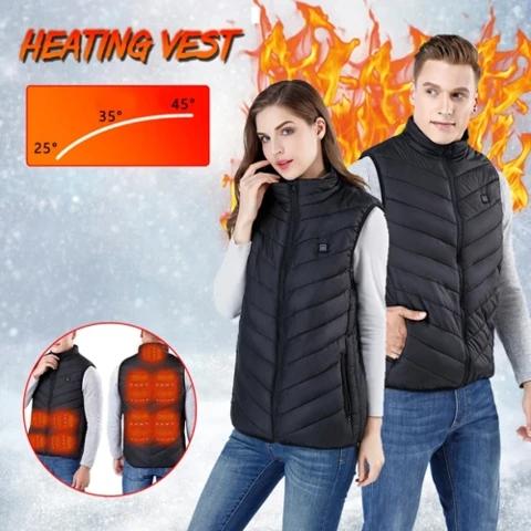 Beheizbare Weste mit vier Wärmezonen und USB-Heizung, Unisex-Outdoor-Winterbekleidung, Thermoweste | Sansoti