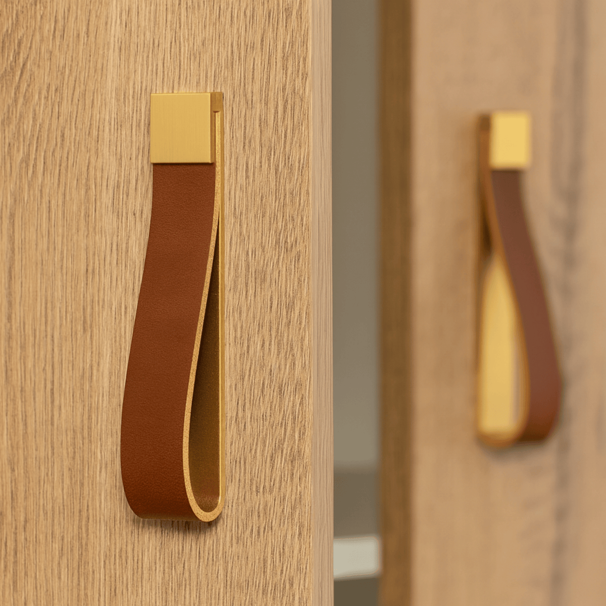 Schrankgriffe aus Leder und Messing im Vintage-Look, 6-13 cm, für Möbel, Küche, Kommode und Sideboard, Möbelgriffe und Knopf | Sansoti