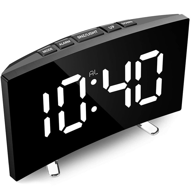 Digitale LED Wekker met Gebogen Display – Automatische Lichtregeling & Groot Scherm | Sansoti