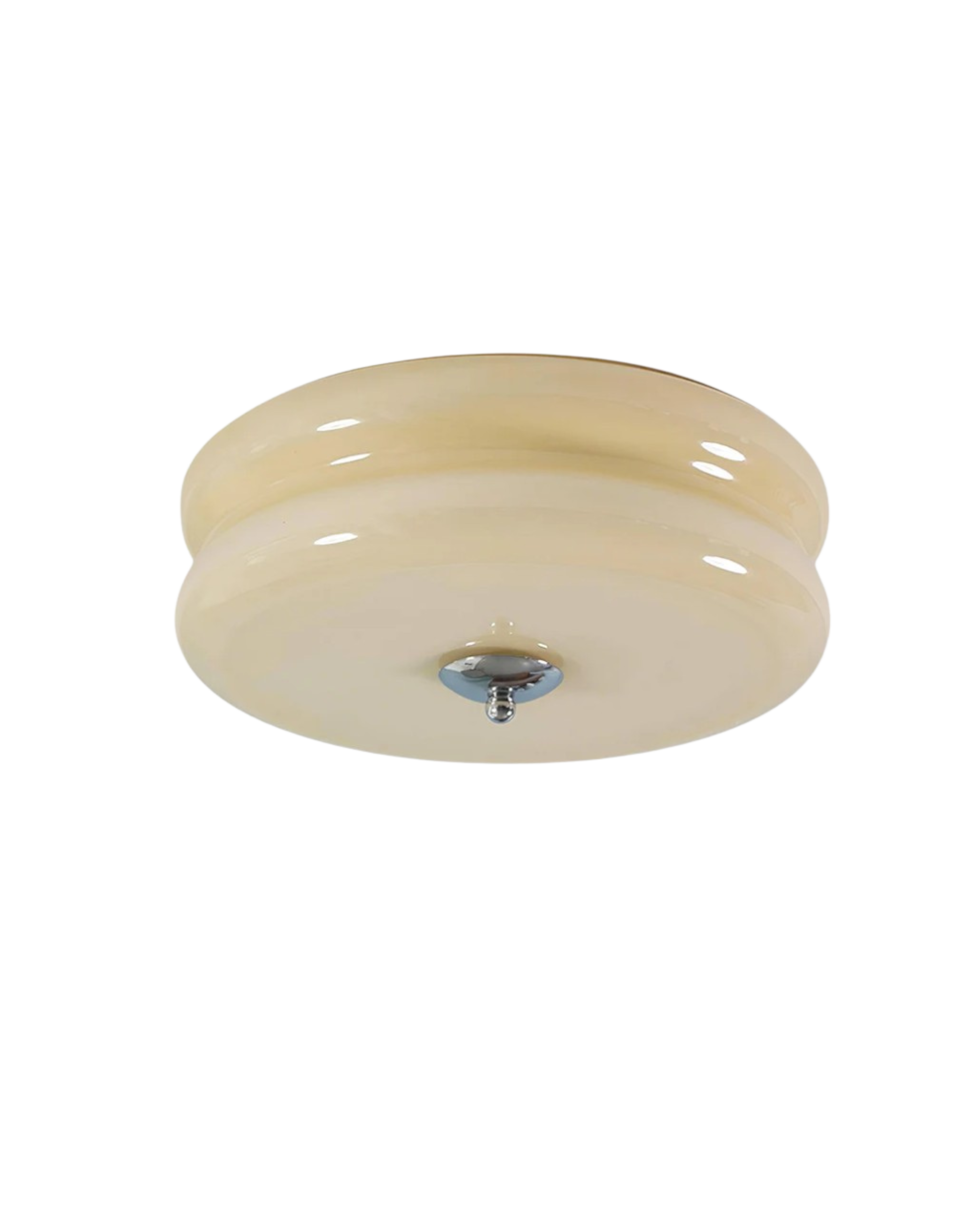 Art Deco Plafondlamp In Beige Met Chroom Accent En Warme Sfeerverlichting | Sansoti