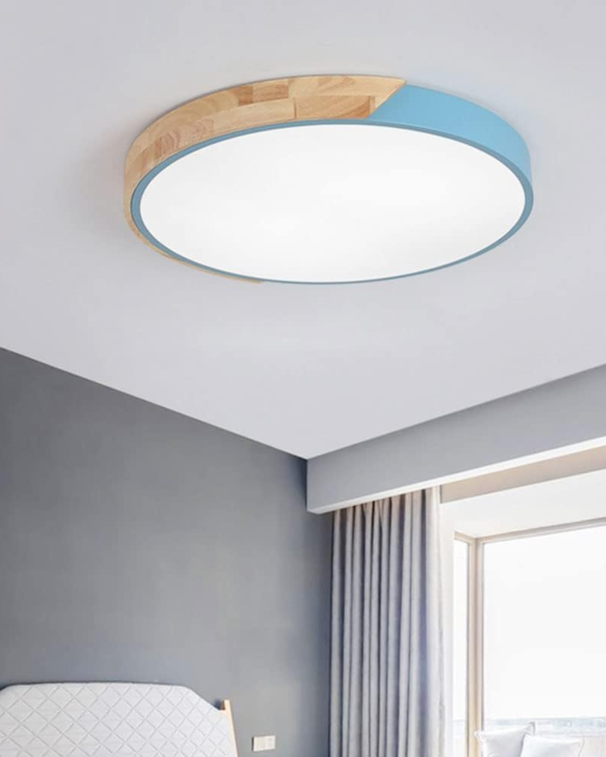 Moderne runde Deckenleuchte mit Holz-Akzent und LED-Beleuchtung – minimalistische Designlampe in 23 30 40 50 und 60 cm | Restfield