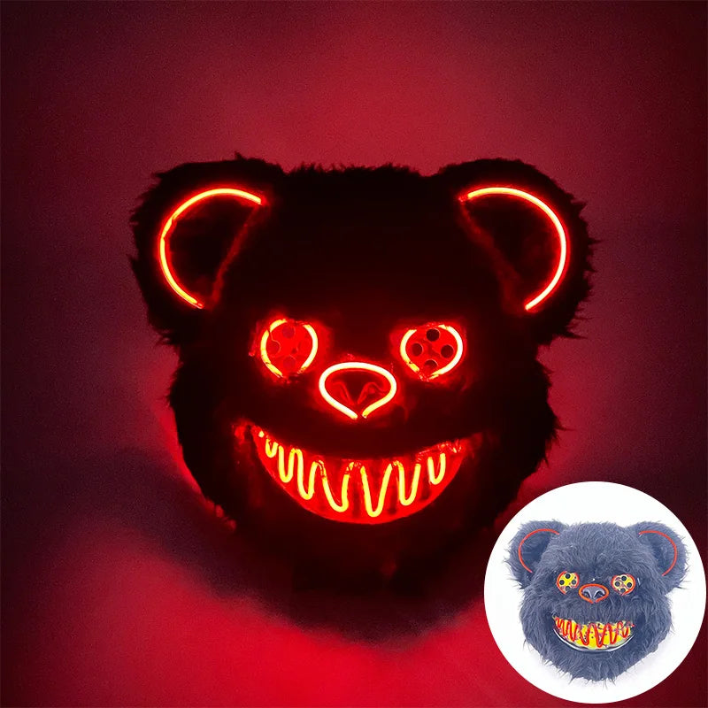 Oplichtend LED Neon Masker Beer Konijn Horror Halloween Griezelfeest Verkleedkostuum Spookhuis Party Decoratie | Sansoti