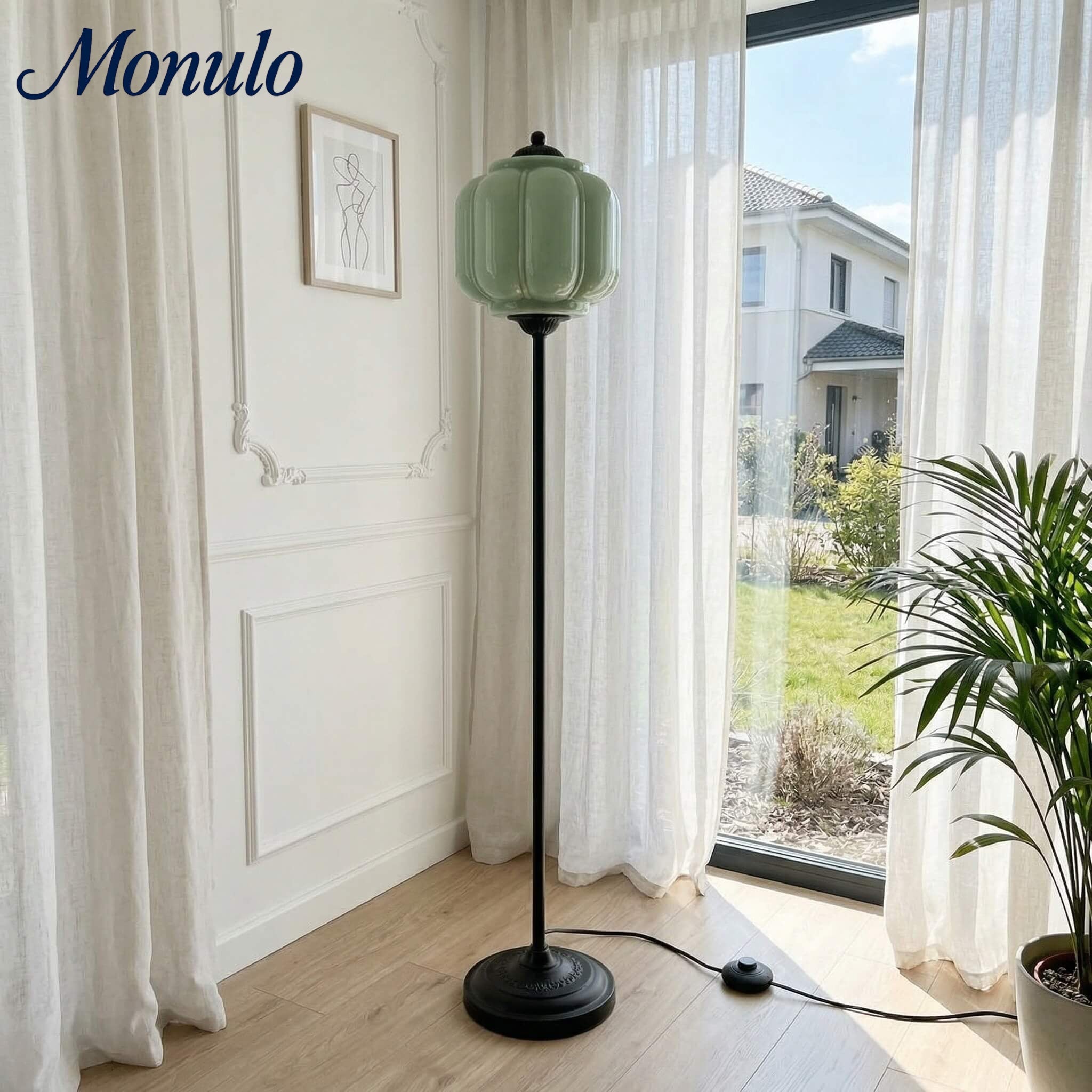 Decoratieve Glazen Pompoen Vloerlamp Retro Organische Stijl Woonkamer Staande Lamp | Sansoti