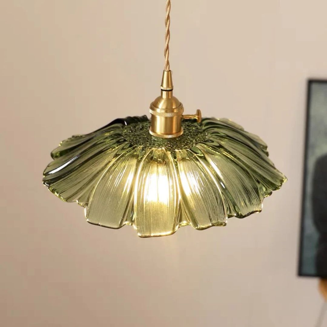 Sansoti | Cullivan Bloemvormige Hanglamp – Glazen Hanglamp met Gouden Fitting voor Woonkamer & Eetkamer