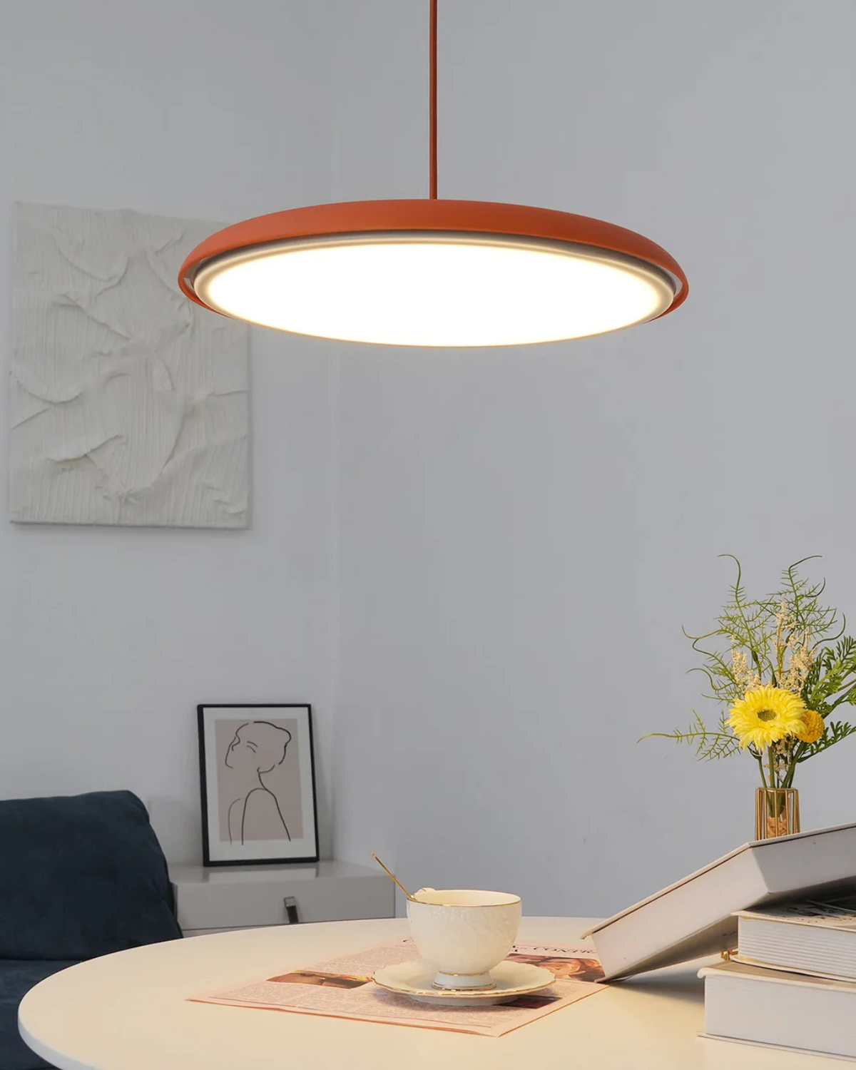 Ronde Hanglamp met Zachte Lichtverspreiding Zwart Grijs Groen Roze Wit Oranje ø25cm ø40cm Modern Scandinavisch Design voor Eetkamer Woonkamer Werkplek | Sansoti
