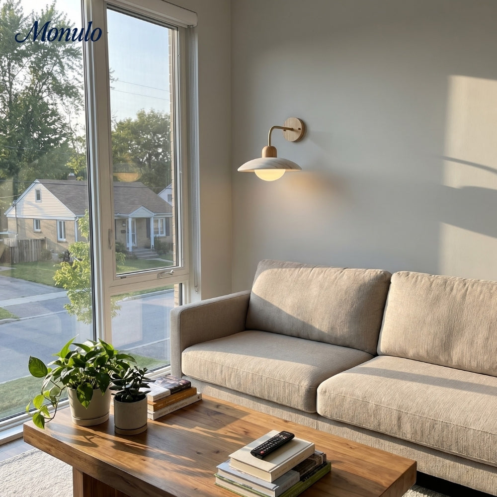 Travertijn Wandlamp Minimalistische Schijf Design Natuursteen Verlichting voor Woonkamer Slaapkamer Gang Moderne Interieur Wandverlichting met Warm Licht | Sansoti