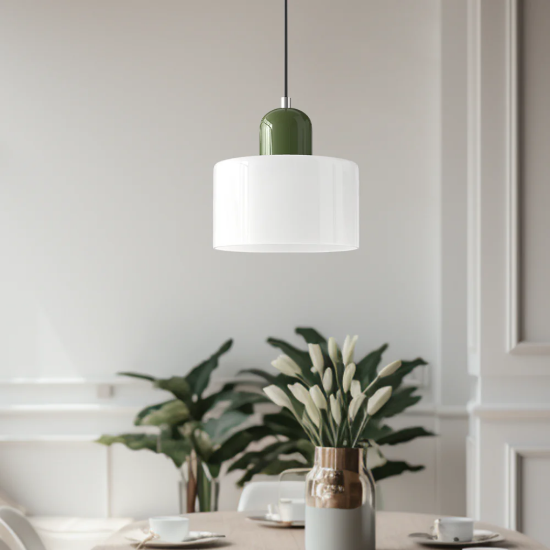 Lismeno Retro Hanglamp Glas 15cm Groen Oranje Eettafel Keuken Vintage Verlichting Compact | Sansoti