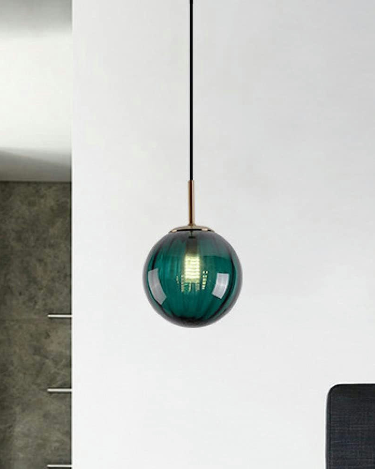 Glazen Hanglamp Bol met Structuur Grijs Bruin Rood Groen Amber Eetkamer Woonkamer | Sansoti