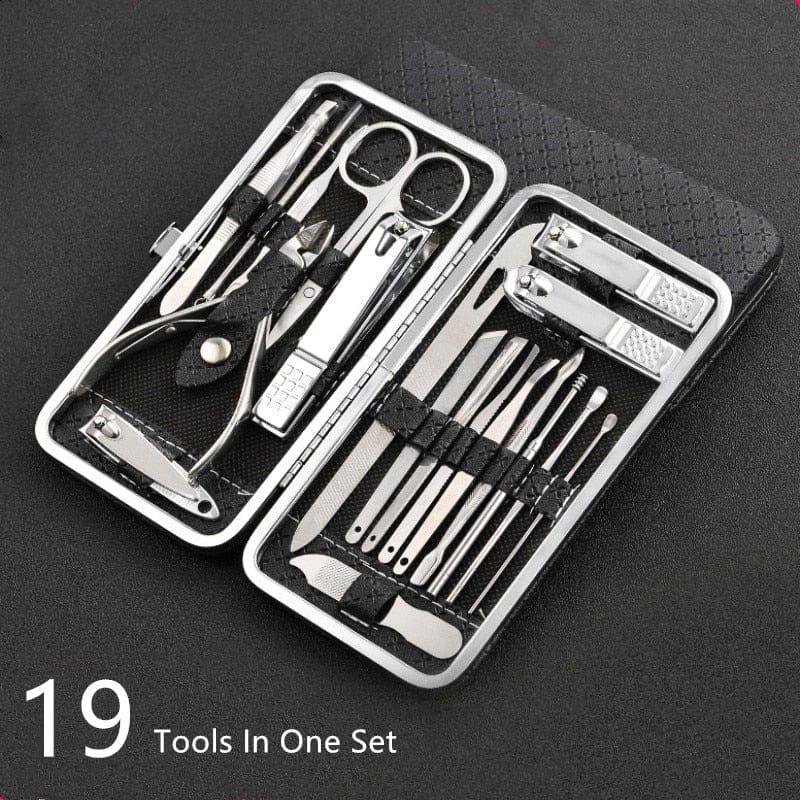 Roestvrijstalen Manicureset 19-delig Nagelverzorging Pedicure Professioneel Etui Nagelknipper Nagelset | Sansoti