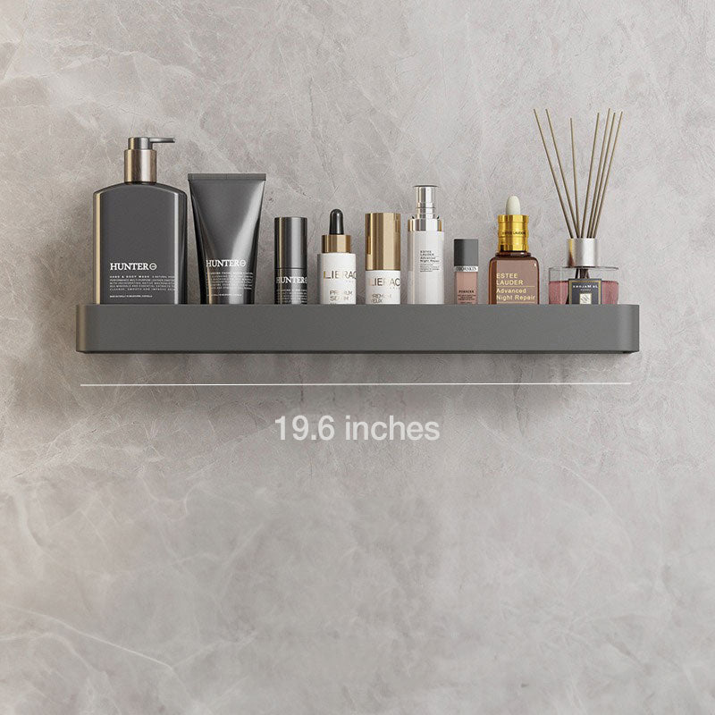 Badkamer plank aluminium zelfklevend 30cm grijs zwevend rek douche wandplank met handdoekhouder organizer badkamer | Sansoti