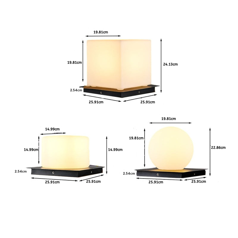 Lampe d’extérieur sur socle en acier inoxydable - boule, cube, cylindre - éclairage de jardin IP65 étanche, éclairage LED pour allées | Sansoti