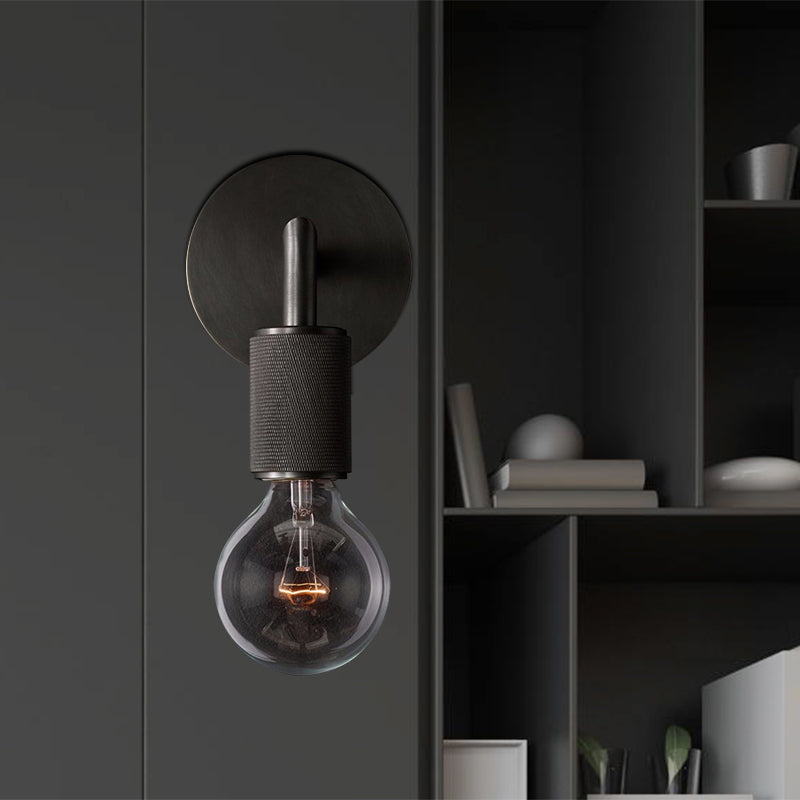 Minimalistische Wandlamp met Vierkante Arm – Metalen Sconce voor Binnen in Zwart, Messing of Chroom | 1 of 2 Lichtpunten | Bare Bulb Industrieel Design | E26/E27 Fitting | Sansoti