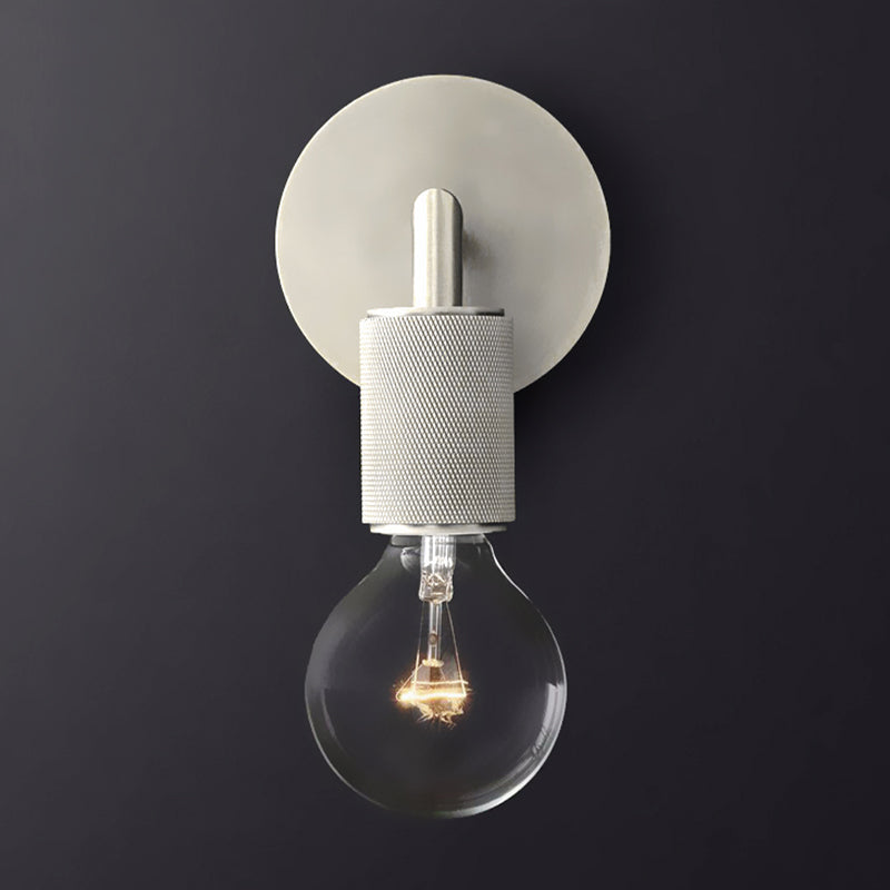 Minimalistische Wandlamp met Vierkante Arm – Metalen Sconce voor Binnen in Zwart, Messing of Chroom | 1 of 2 Lichtpunten | Bare Bulb Industrieel Design | E26/E27 Fitting | Sansoti