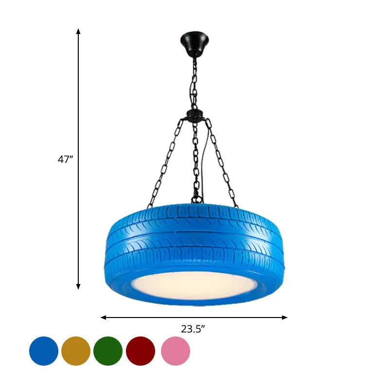Industriële Hanglamp Autoband Rubber met Ketting voor Bar | Creatieve Verlichting Groen Geel Roze Rood Blauw | Sansoti