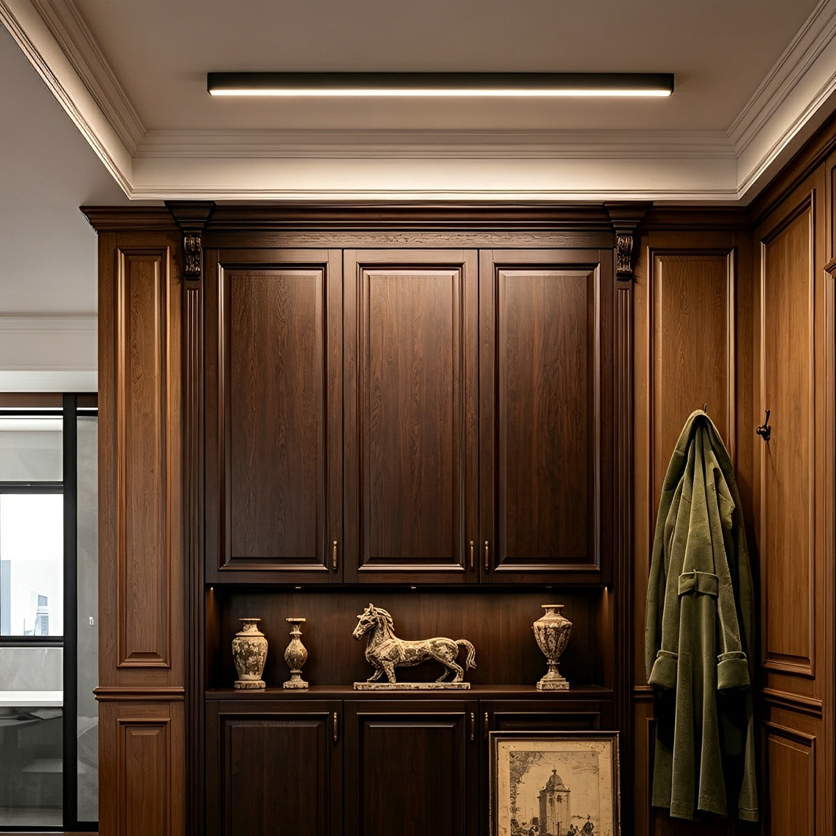 Plafonnier LED Streep à intensité variable avec télécommande Noir Blanc Aluminium Salon Chambre Moderne | Sansoti