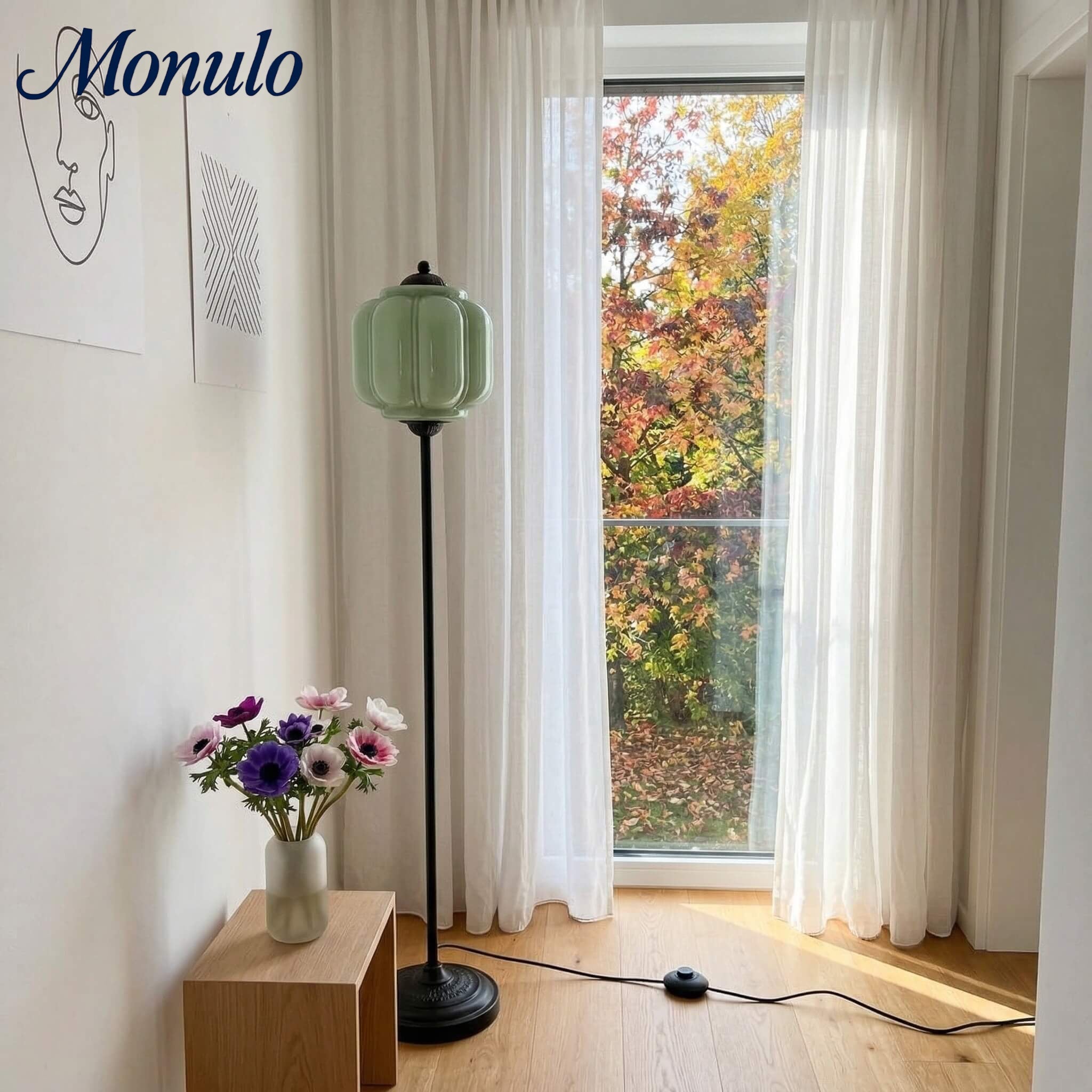Decoratieve Glazen Pompoen Vloerlamp Retro Organische Stijl Woonkamer Staande Lamp | Sansoti