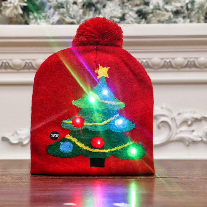 Gebreide Kerstmuts met LED-Verlichting op Batterij Winteraccessoire Feestelijk Design Kerstsfeer Kerstmis | Sansoti