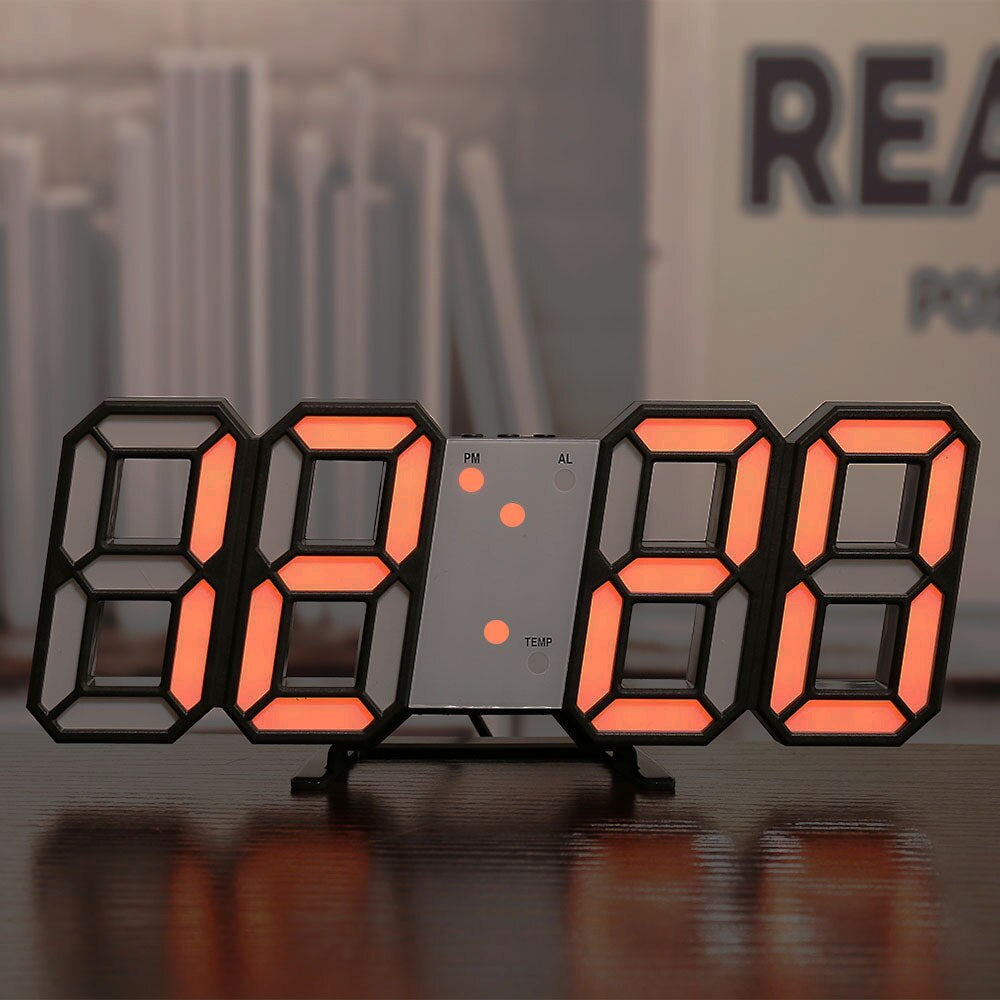 Digitale Wanduhr mit Temperaturanzeige und Alarm – LED-Display mit automatischer Helligkeitsanpassung | Sansoti