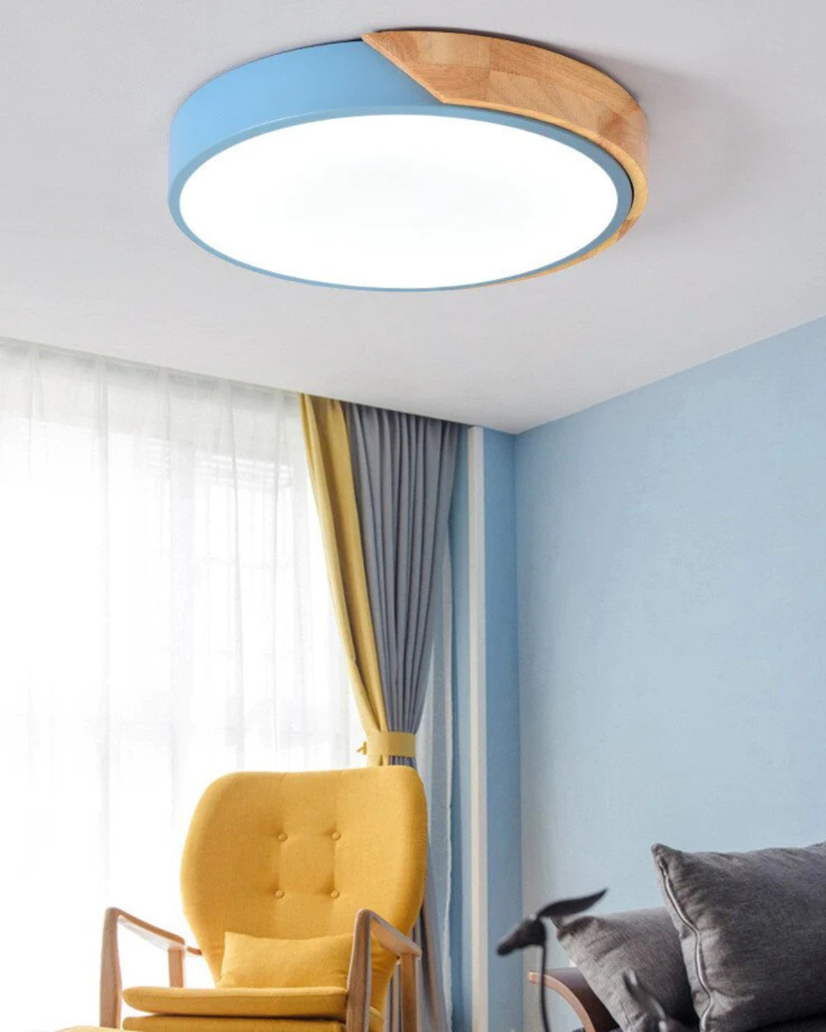 Moderne runde Deckenleuchte mit Holz-Akzent und LED-Beleuchtung – minimalistische Designlampe in 23 30 40 50 und 60 cm | Restfield