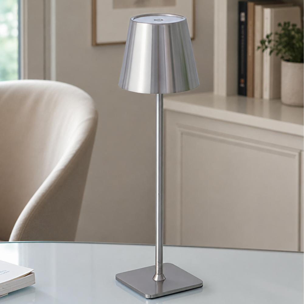 Wireless Table Lamp Dimmable Rechargeable 38cm Metal LED Touch Indoor Outdoor IP54 Waterproof Ambient Lighting | Sansoti