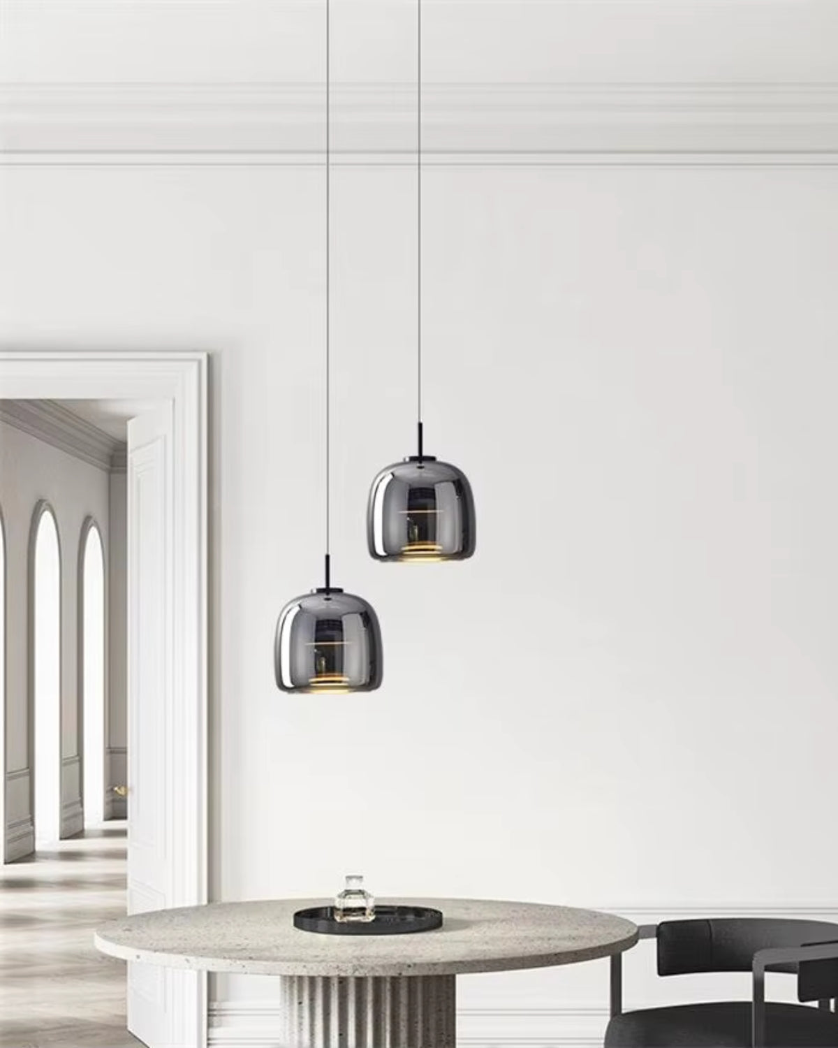 Hanglamp Rookglas met LED Verlichting Goud Zwart Amber Dimbaar Eetkamer | Scandinavische Glazen Plafondlamp Metalen Finish Keukeneiland Moderne Verlichting Woonkamer Design | Sansoti