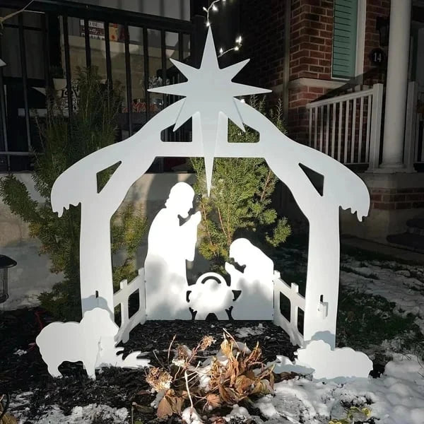 Weerbestendige Kerststal voor Buiten met Figuren – Groot Formaat Geboorte van Jezus Decoratie voor Tuin en Terras | Sansoti