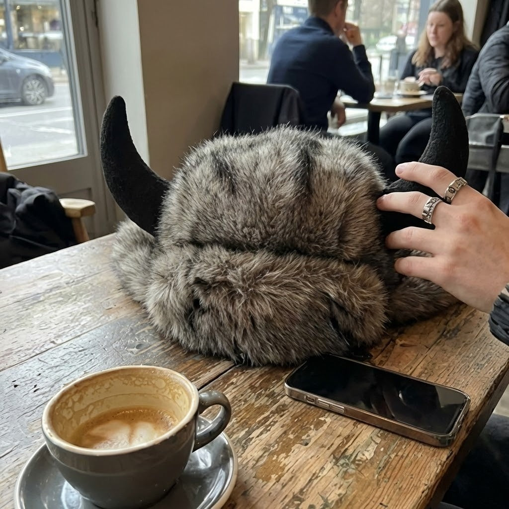 Trapper Hat with Horns and Faux Fur – Warm Unisex Winter Hat for Festivals, Snow, and Outdoor Adventures | Sansoti