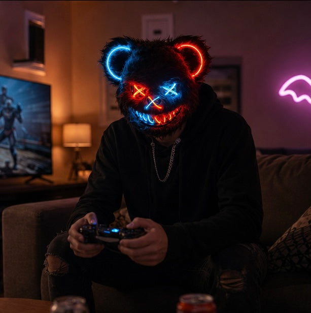 LED Horror Masker met Verlichte Beer Design | Griezelig Kostuum Accessoire voor Halloween Feest Party Decoratie | Sansoti