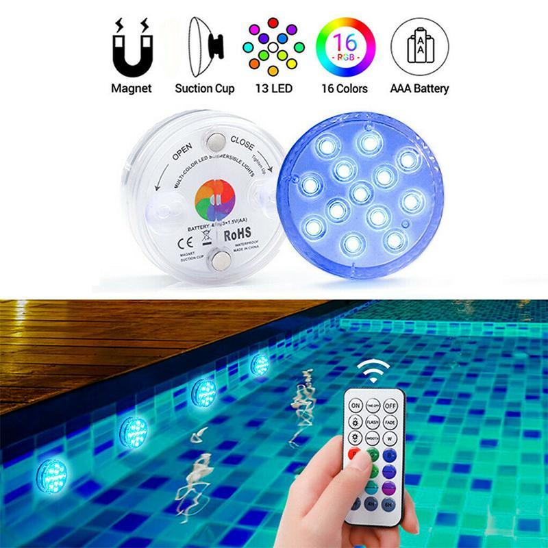Onderwaterlamp RGB op afstandsbediening met zuignap 13 LED voor zwembad jacuzzi aquarium spa waterproof verlichting | Sansoti