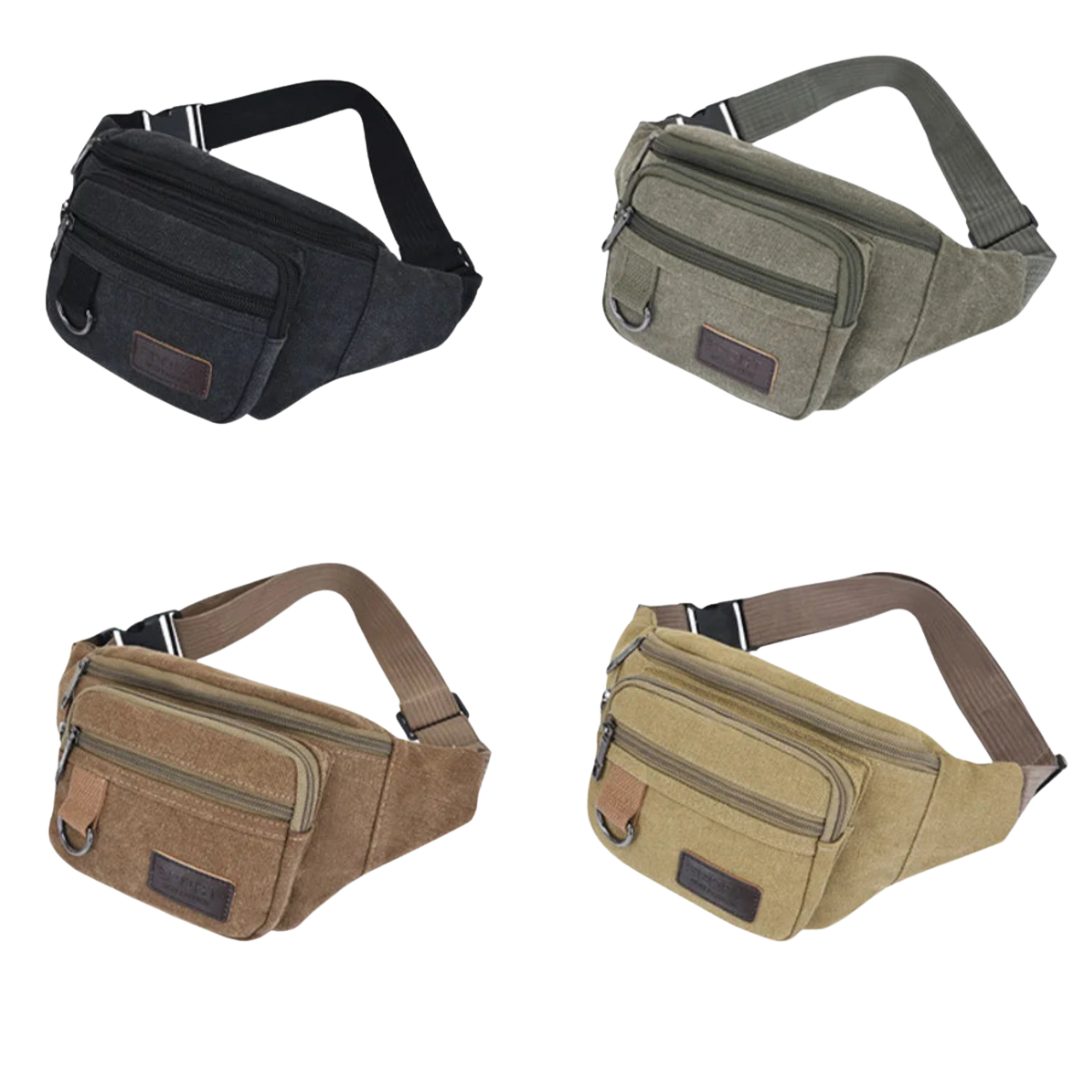 Canvas-Hüfttasche mit mehreren Fächern, Unisex-Crossbody-Reisetasche für den täglichen Gebrauch und Outdoor-Aktivitäten | Sansoti