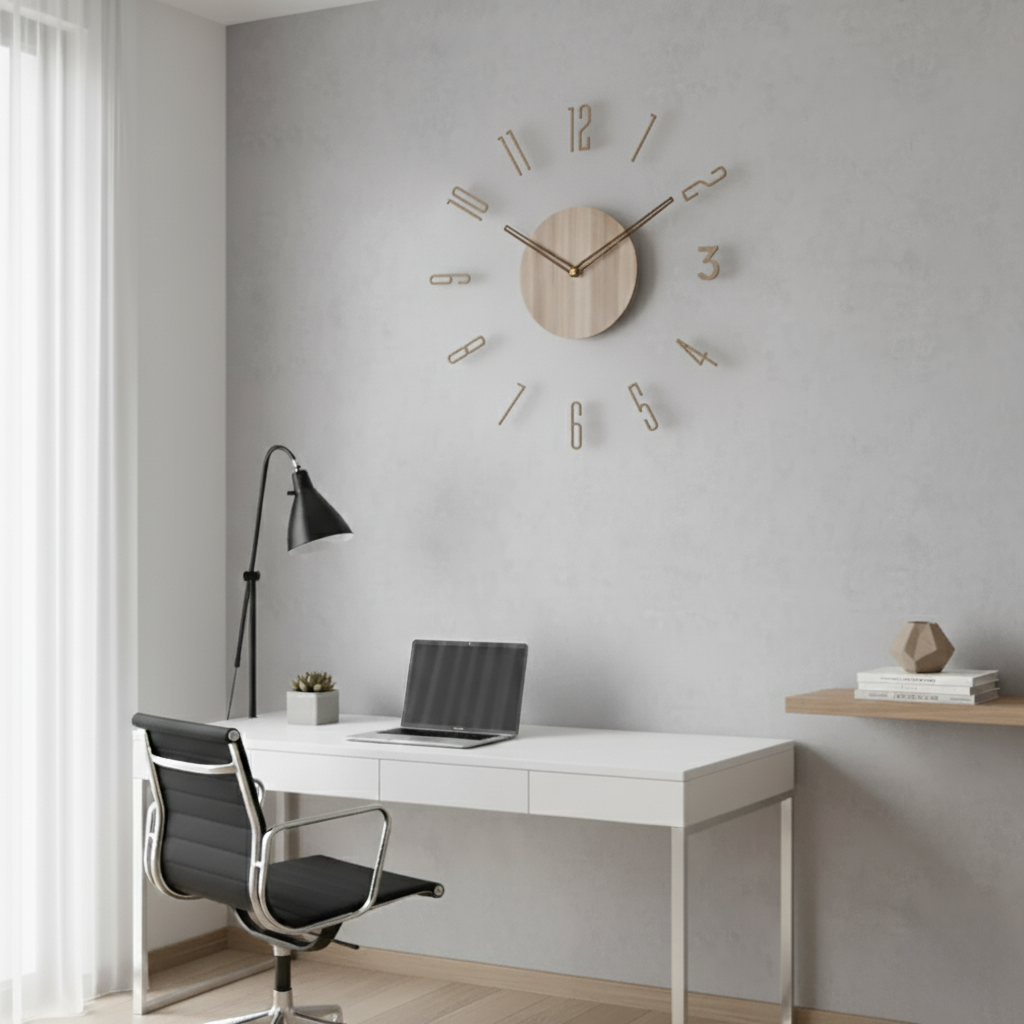 Stille Wandklok 30cm Acryl & Hout Geruisloos Uurwerk Scandinavisch Design Woonkamer Slaapkamer Kantoor | Sansoti