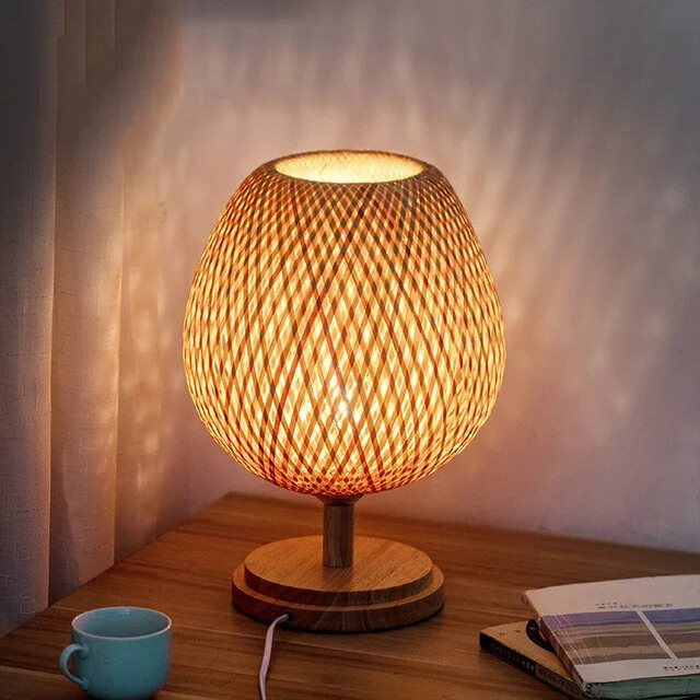 Bamboe Tafellamp Vintage Scandinavisch Design Warm Licht Slaapkamer Woonkamer Bureaulamp Oosterse Stijl | Sansoti