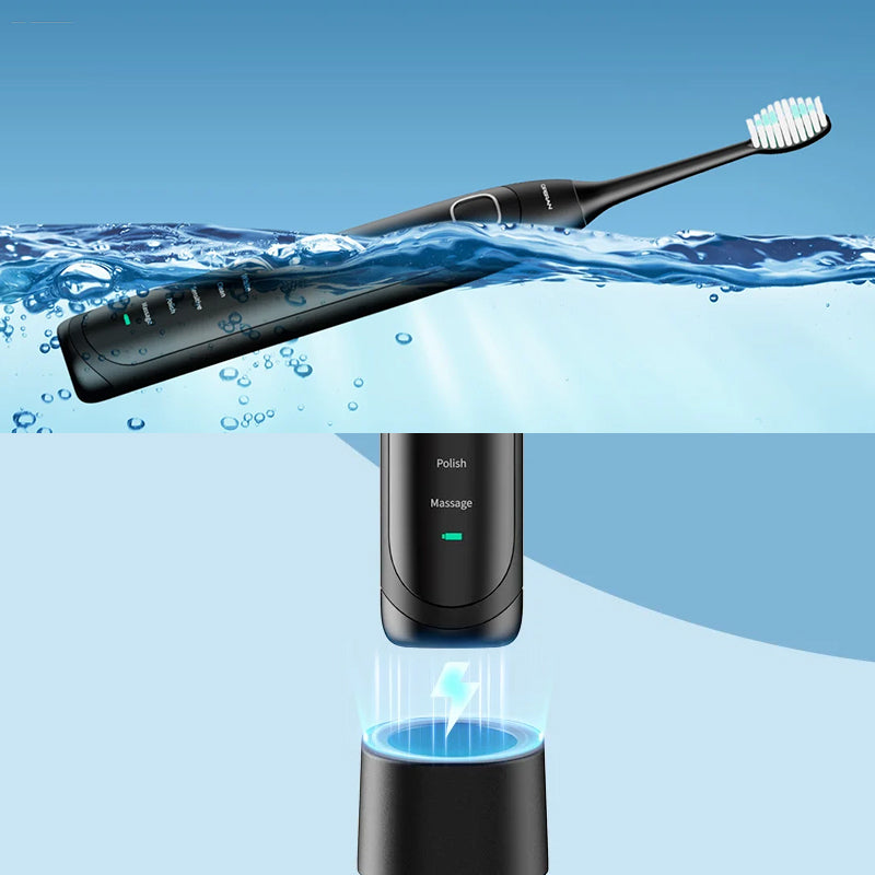 Elektrische Tandenborstel 40.000 Trillingen 6 Poetsmodi IPX7 Waterbestendig Timer Oplaadbaar Wit Zwart Roze | Sansoti