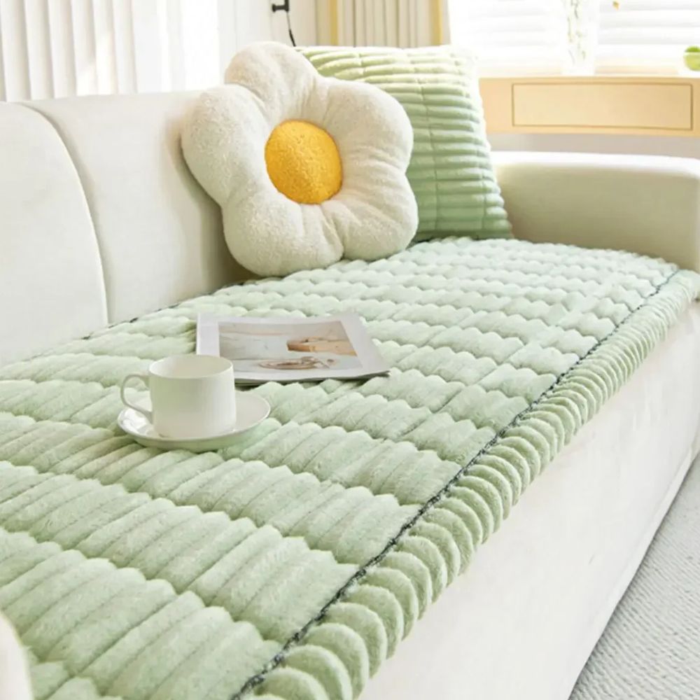 Plüsch-Sofabezug aus Polyester, rutschfest und gestreift, Möbelschutz und Sitzbezug für Sofas in verschiedenen Größen, Wohnzimmer | Sansoti