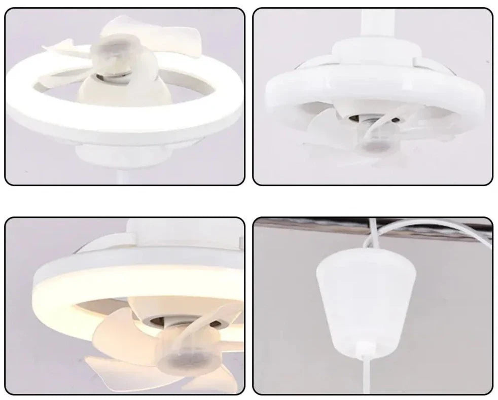 Verstelbare Plafondventilator met Geïntegreerde Verlichting 360° Zwenkkop E27 Fitting Dimbaar LED | Sansoti