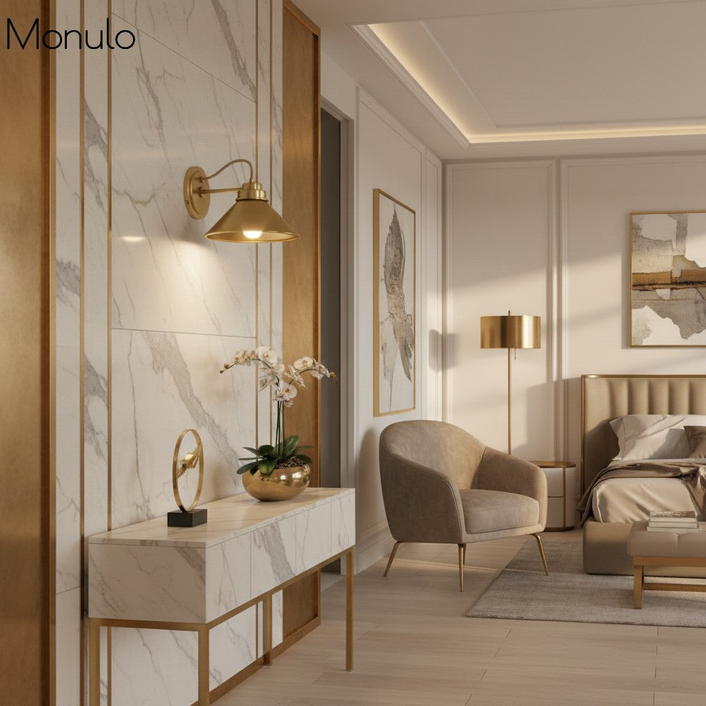 Globe Wandlamp met Gebogen Arm – Moderne Industriële Verlichting voor Badkamer, Slaapkamer en Gang | Sansoti