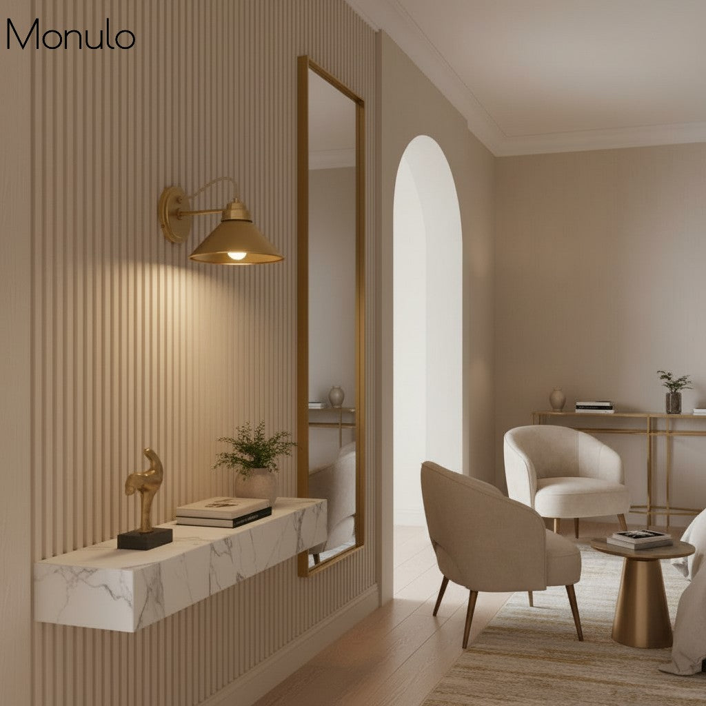 Globe Wandlamp met Gebogen Arm – Moderne Industriële Verlichting voor Badkamer, Slaapkamer en Gang | Sansoti