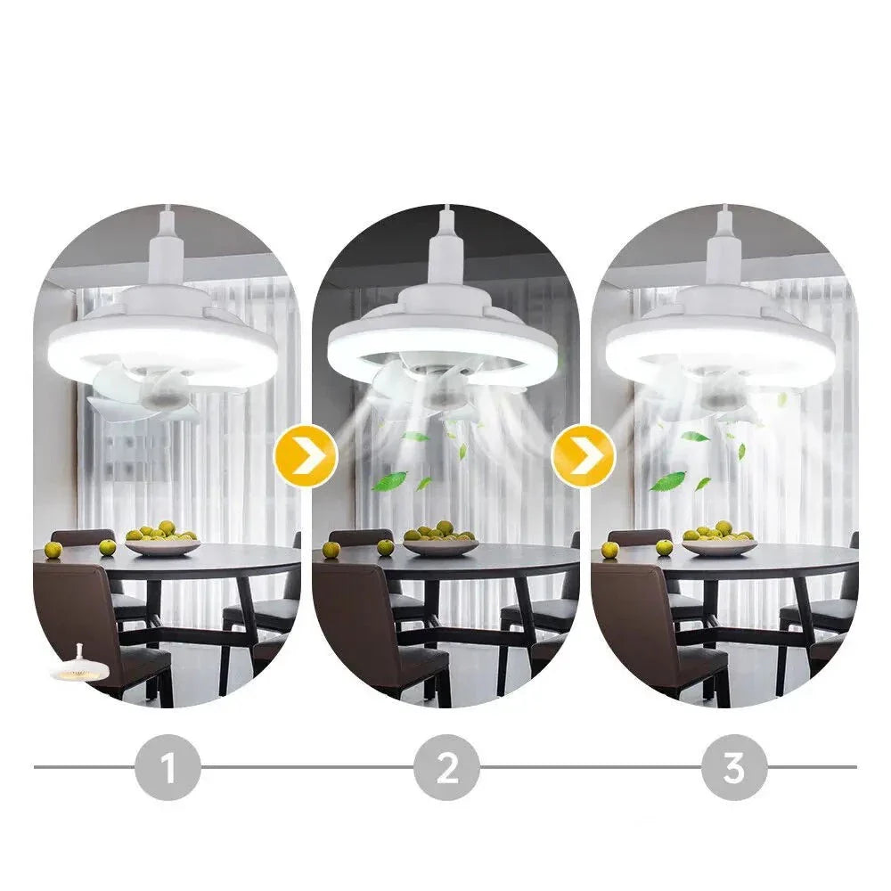 Verstelbare Plafondventilator met Geïntegreerde Verlichting 360° Zwenkkop E27 Fitting Dimbaar LED | Sansoti
