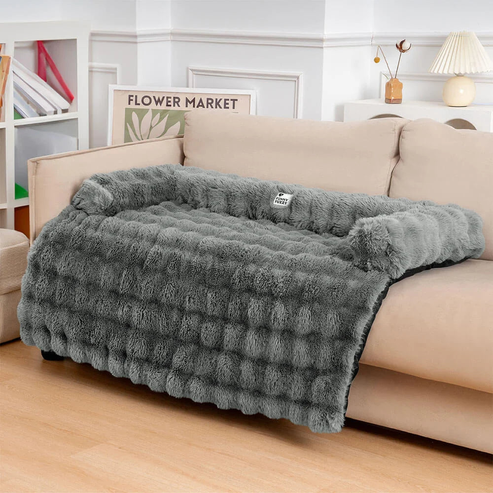 Pluche Hondenmand Sofa Beschermer Huisdiermat Antislip Bodem Wasbaar Comfort Rustplek – Grijs Koffie Tie-Dye | Sansoti