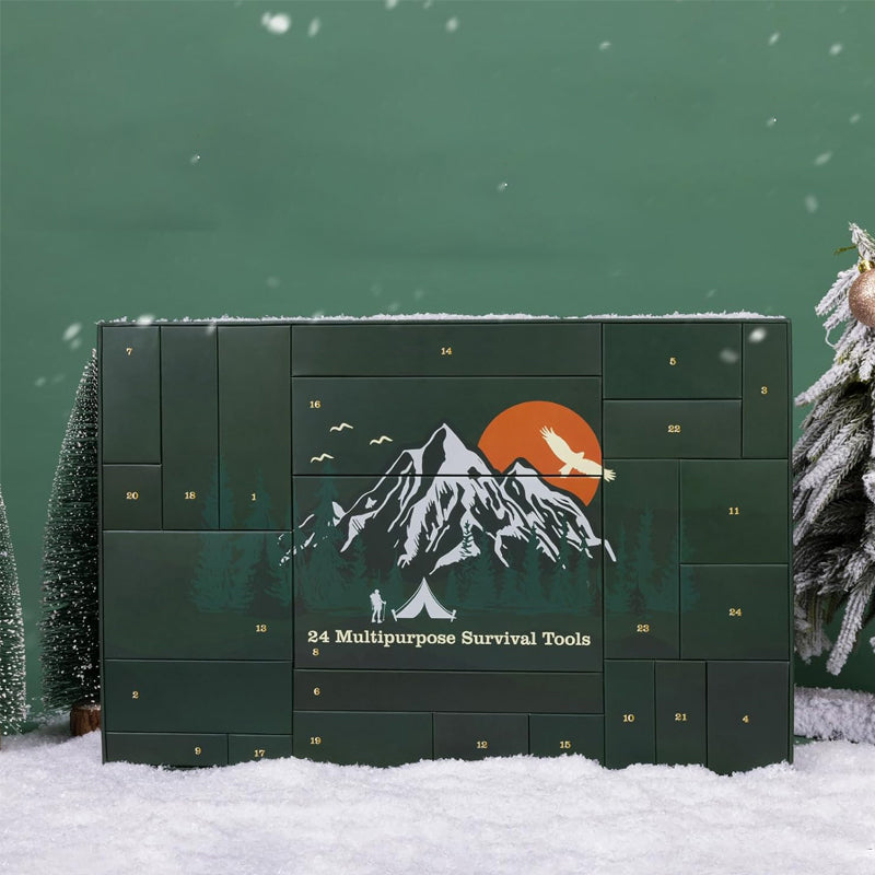 Outdoor Survival Adventskalender 24 Dagen – Compleet Overlevingsset met Gadgets en Gereedschap voor Avonturiers | Sansoti