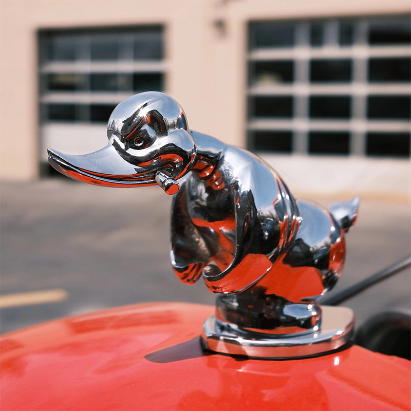 Decoratieve Eend Auto Ornament 15cm Chroom Rubber Mascotte Figuur Dashboard Accessoire Voertuig Embleem | Sansoti