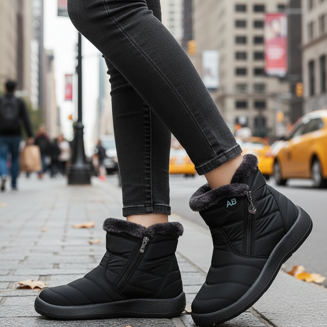 Wasserdichte Winterstiefel mit Plüschfutter und rutschfester Gummisohle für Damen, Schneestiefel, Winterschuhe, warm | Sansoti