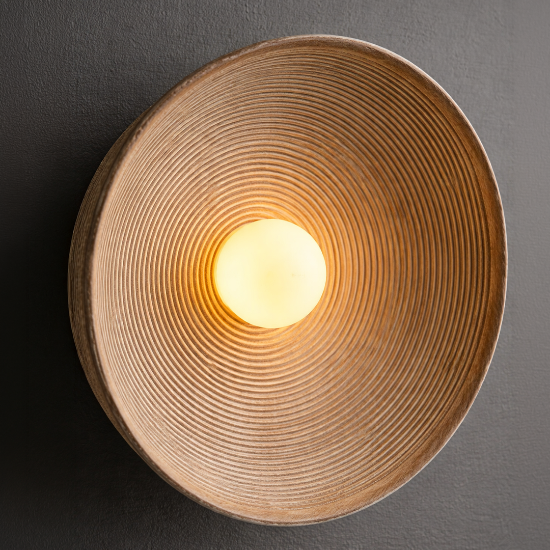 Moderne Scandinavische Wandlamp met Houtlook en Zacht Licht – Klein 20 cm of Groot 27 cm – Warm Wit Koel Wit of Dimbaar | Sansoti