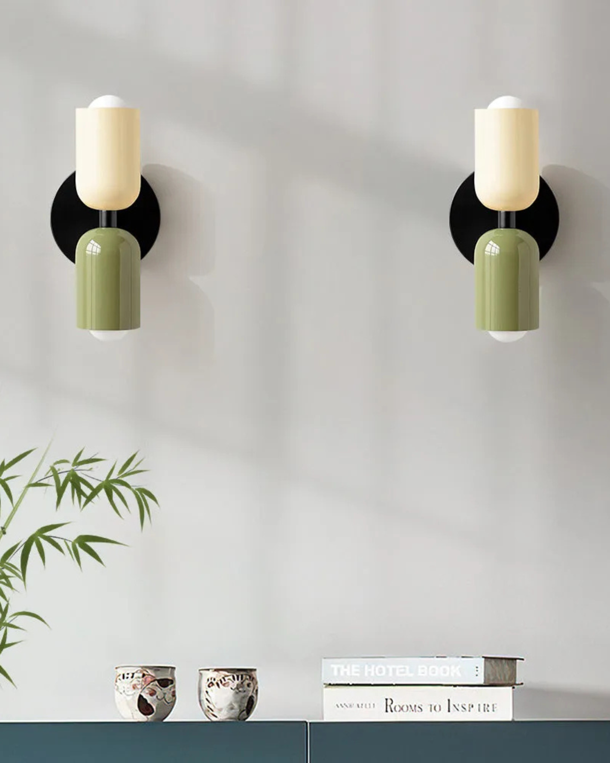 Wandlamp Dubbele Ronde Kap Zwart Frame Warm Sfeerlicht Slaapkamer Woonkamer Gang Minimalistische Wandverlichting Modern Japandi Scandinavisch Interieur | Sansoti
