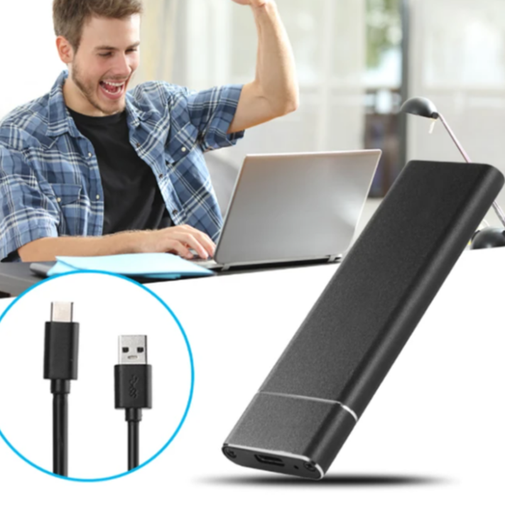 External Hard Drive 520MB/s USB-C 1TB 2TB Aluminum Silver Black Blue Red Portable SSD Storage Data | Sansoti