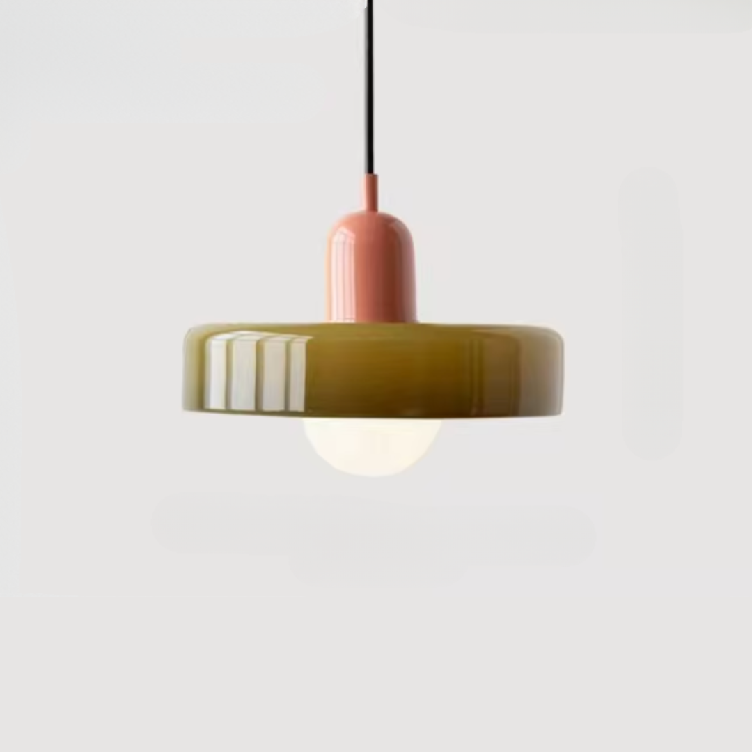 Glazen Hanglamp met Dubbele Kleurkap – Moderne Bauhaus-Stijl Verlichting voor Woon- en Eetkamer | Sansoti