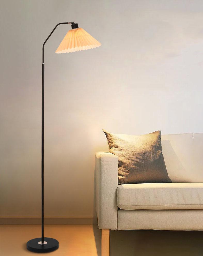 Stehleuchte Plissierter Schirm Metall 149cm Wohnzimmer Schlafzimmer Dimmbar Standleuchte Stoff Retro Skandinavisch Leselampe | Restfield