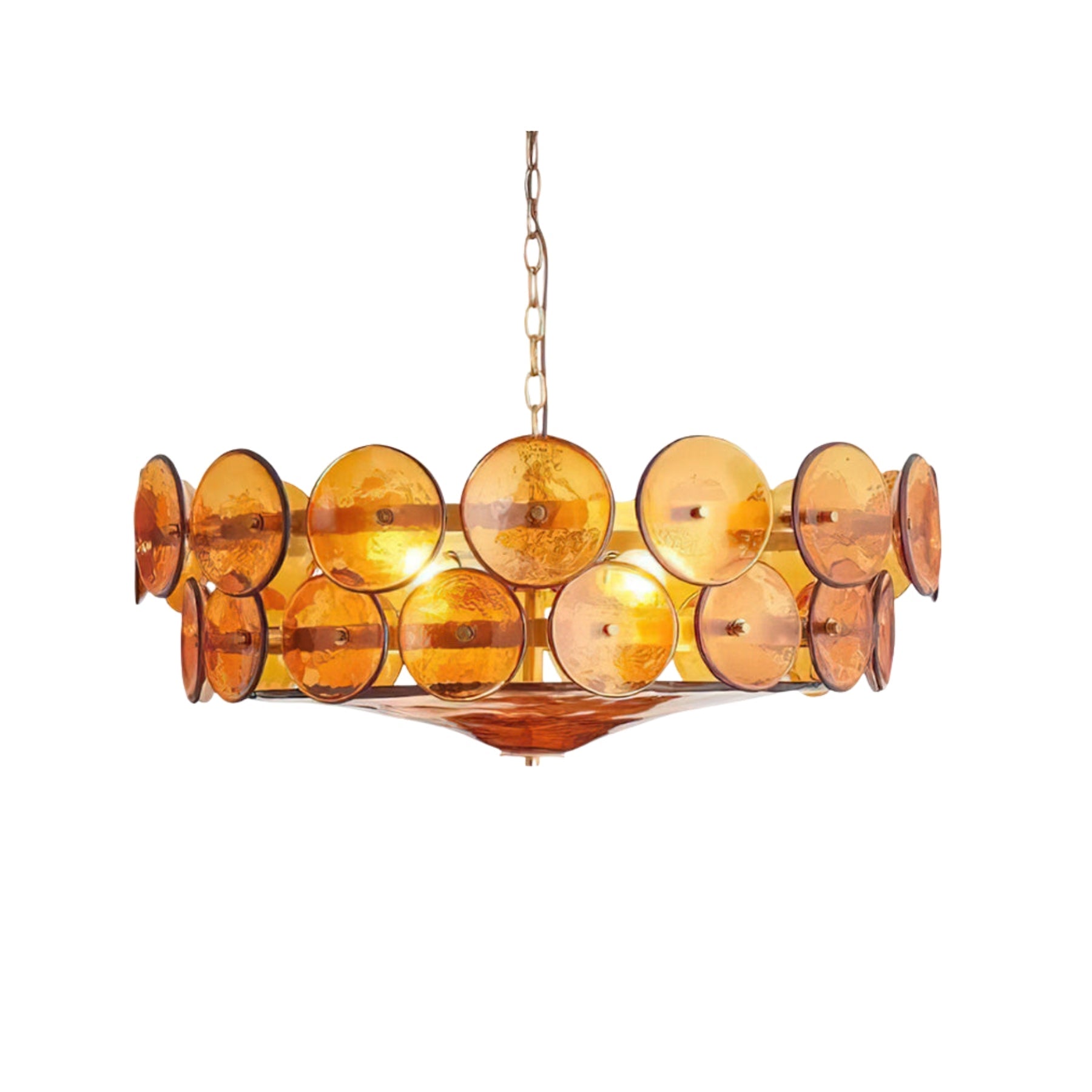Hanglamp Glazen Schijven Messing Amber Eettafel Woonkamer Design Hanglamp Ronde Glazen Hanglamp Statement Verlichting Hal | Sansoti